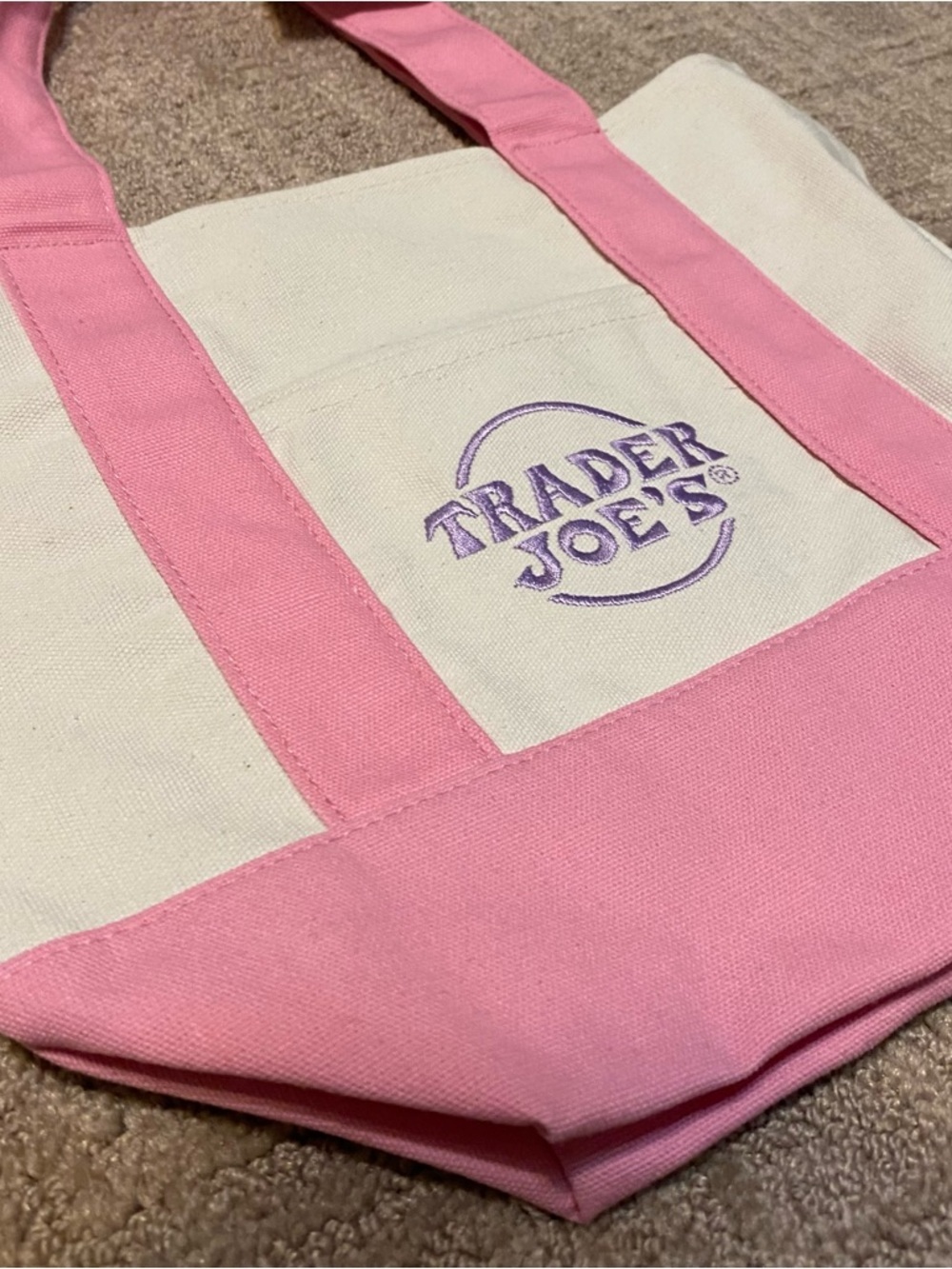 New {Trader Joe’s} Mini Pastel Canvas Tote Bags - Set of 2 - Picture 8 of 11